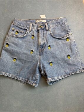 Zara Embroidered Pineapple Denim Shorts - Blue size 6
